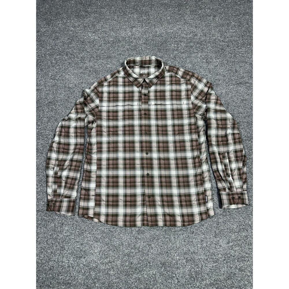 REI Co-Op Mens Shirt Medium Long Sleeve Brown Plaid Button Up